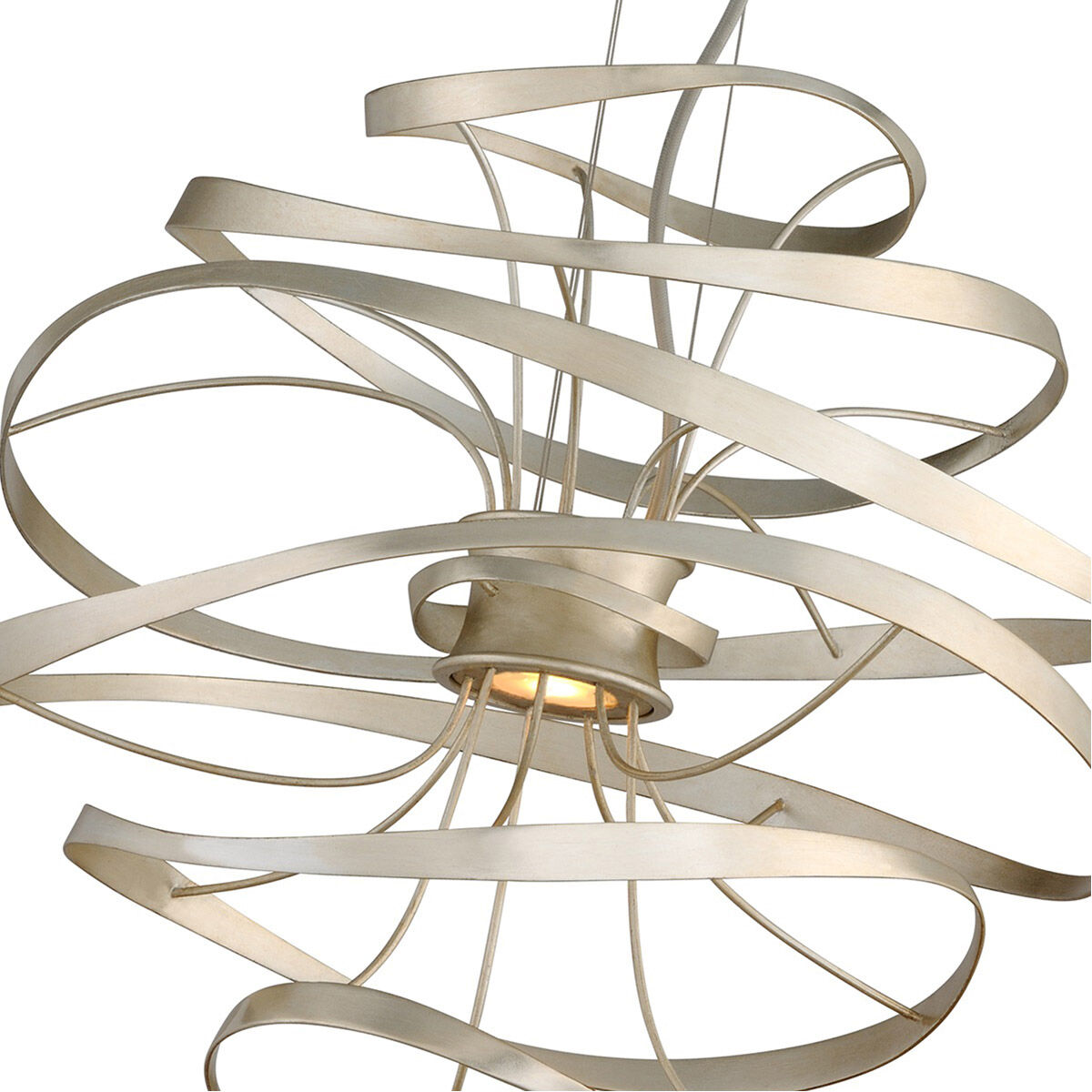 Calligraphy LED 18 inch Silver Leaf with Polished Stainless Accents Pendant Ceiling Light in 16.50