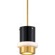 Beckenham 1 Light 8 inch Vintage Polished Brass/Soft Black Pendant Ceiling Light