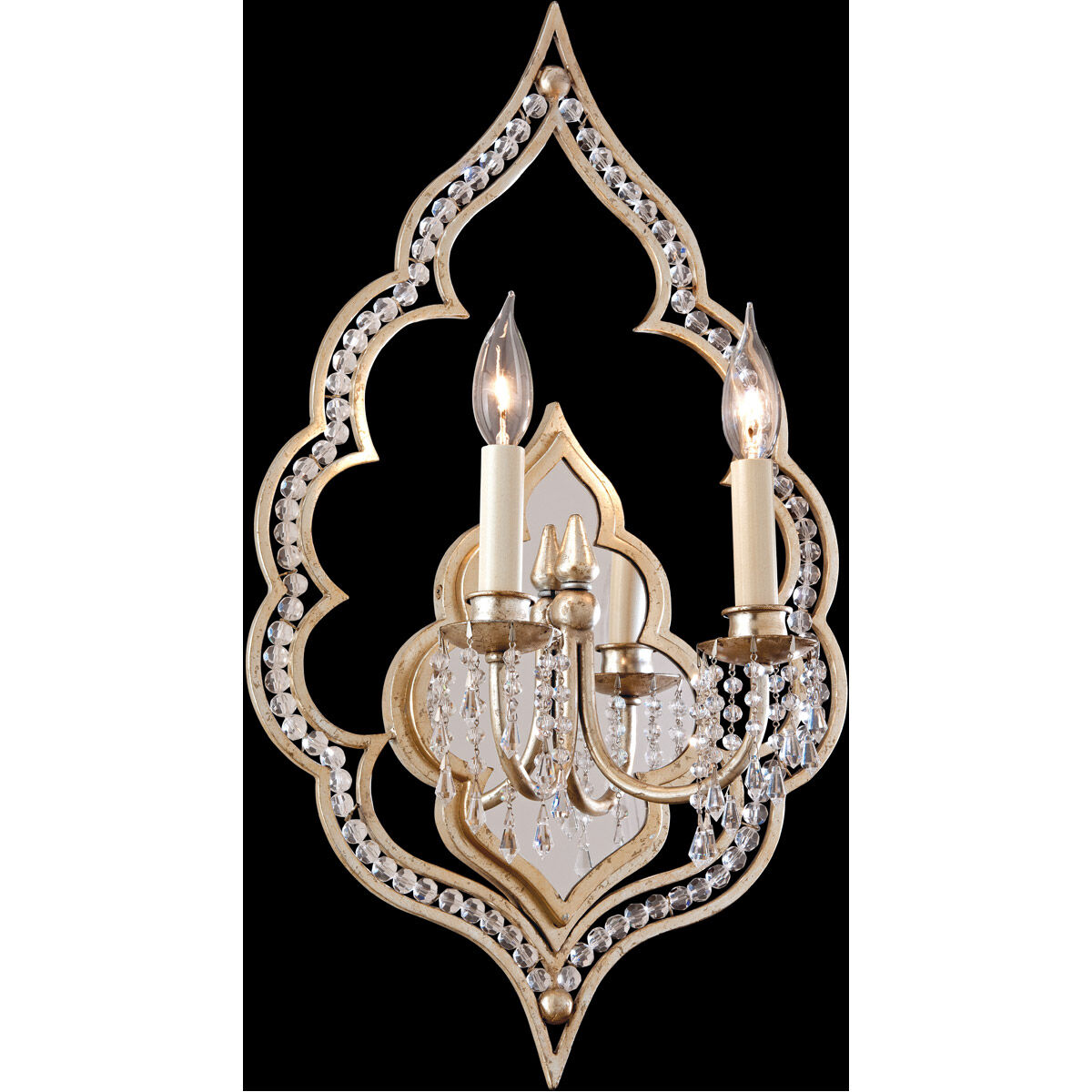 Bijoux 2 Light 13.5 inch Silver Leaf With Antique Mist Wall Sconce Wall Light