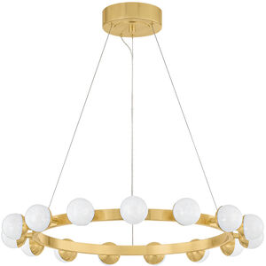 Linus LED 29.5 inch Vintage Brass Chandelier Ceiling Light
