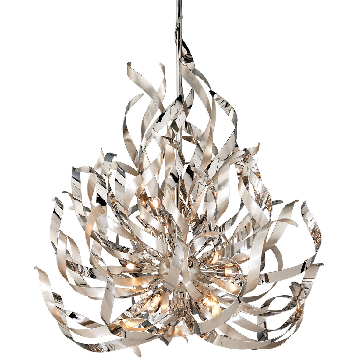 Graffiti 12 Light 44 inch Silver Leaf/Stainless Steel Chandelier Ceiling Light