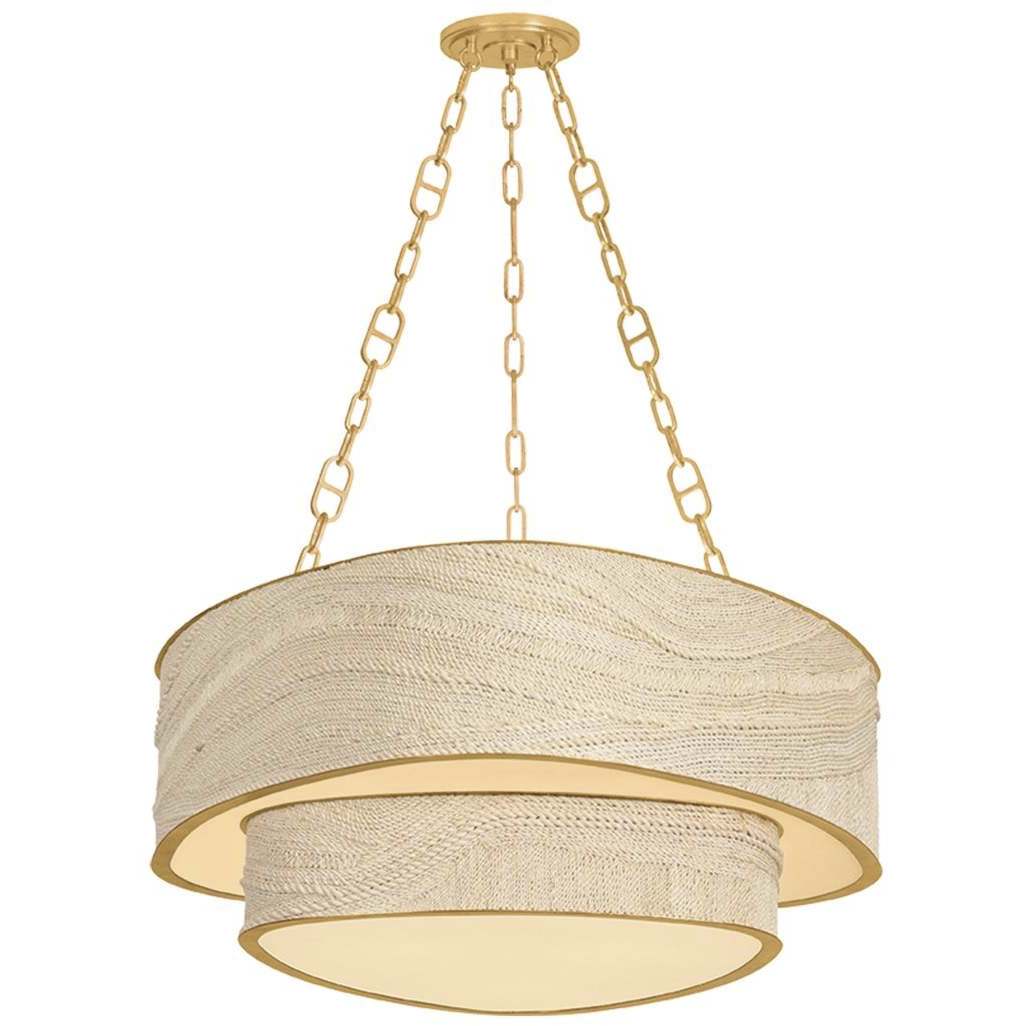 Kiso 9 Light 34.5 inch Vintage Gold Leaf Chandelier Ceiling Light
