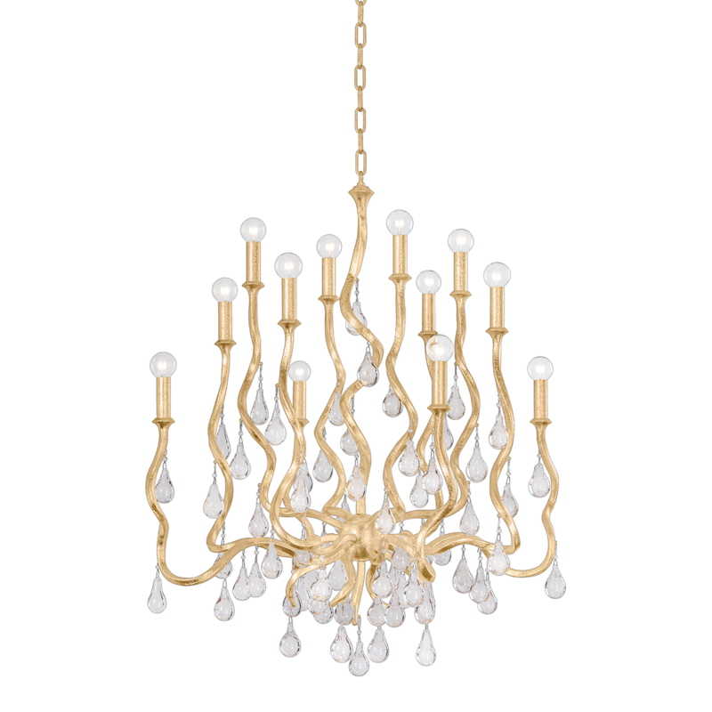 Aveline 12 Light 33.25 inch Gold Leaf Chandelier Ceiling Light