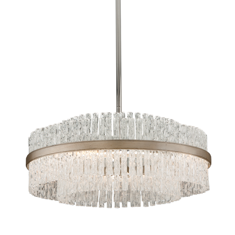 Chime 8 Light 26.75 inch Silver Leaf with Polished Stainless Accents Pendant Ceiling Light