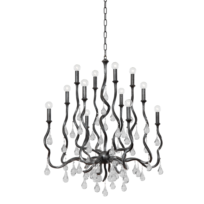 Aveline 12 Light 33.25 inch Black Silver Leaf Chandelier Ceiling Light