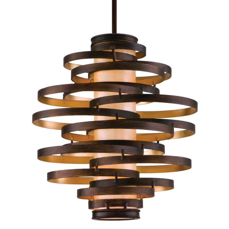 Vertigo 3 Light 23 inch Bronze / Gold Leaf Pendant Ceiling Light