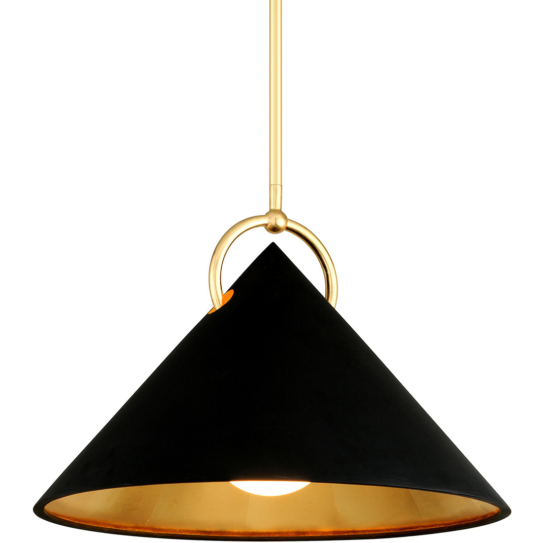 Charm 1 Light 23 inch Black and Gold Leaf Pendant Ceiling Light
