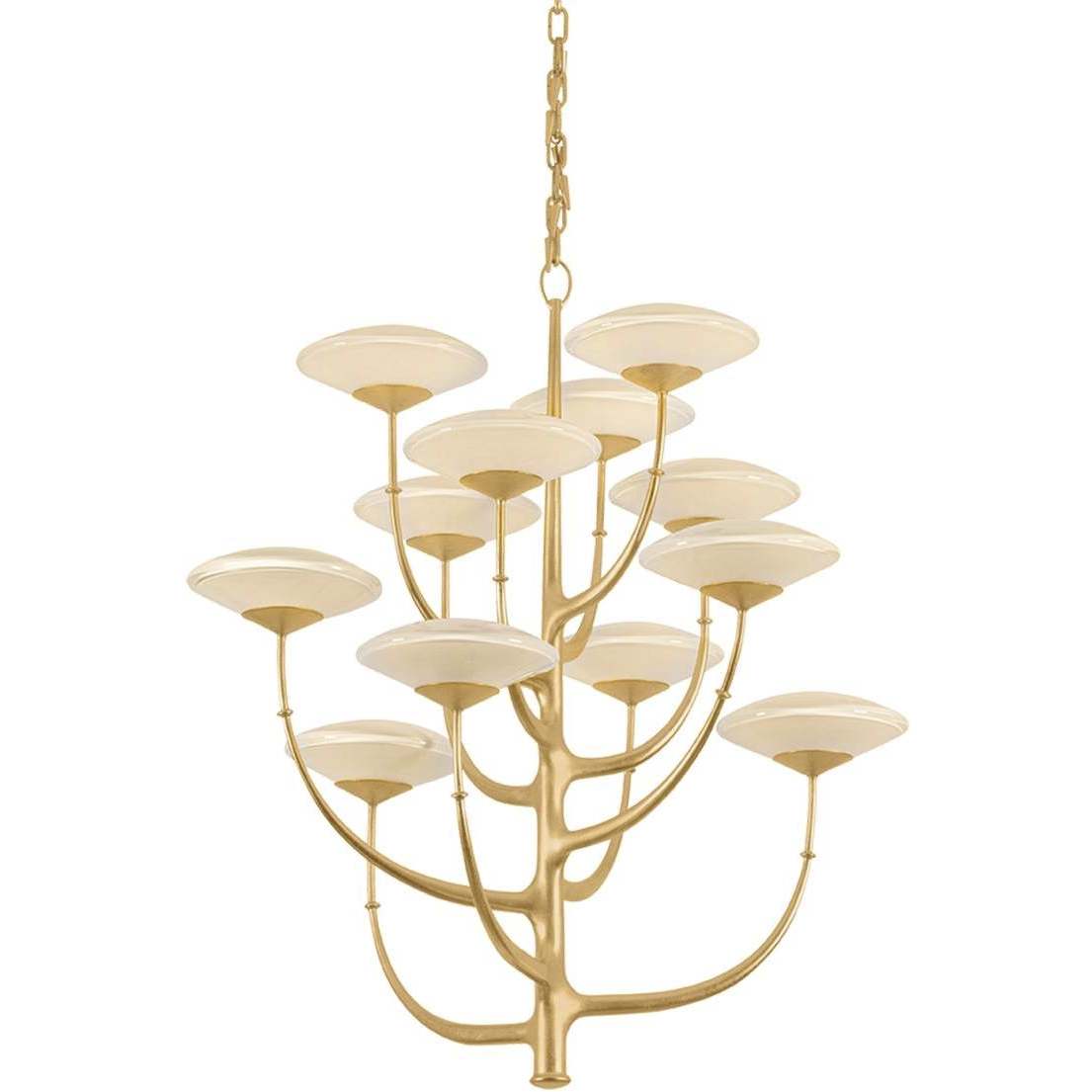 Pluro 12 Light 34 inch Vintage Gold Leaf Chandelier Ceiling Light