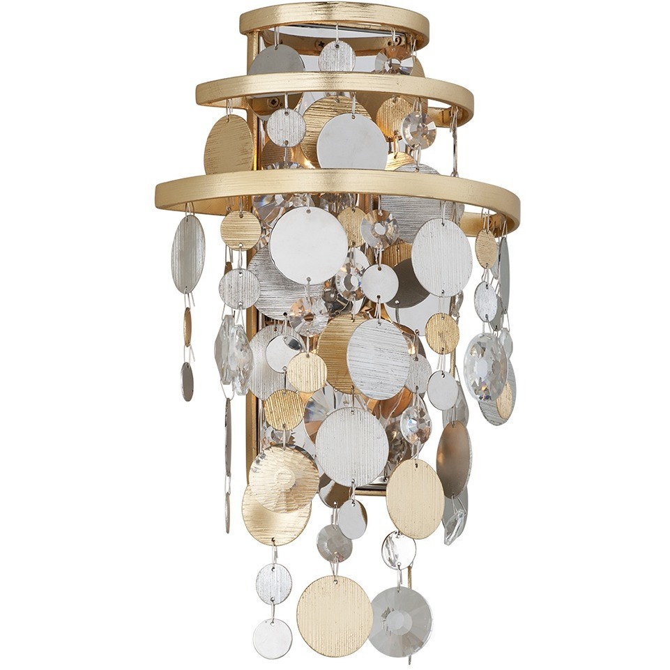 Ambrosia 2 Light 10 inch Silver & Gold Leaf & Stainless Wall Sconce Wall Light