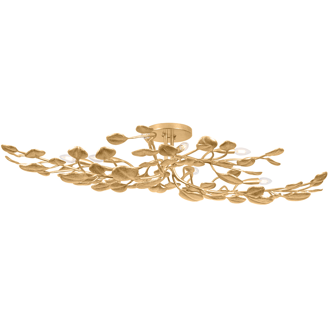 Menorca 8 Light 30 inch Vintage Gold Leaf Semi Flush Ceiling Light