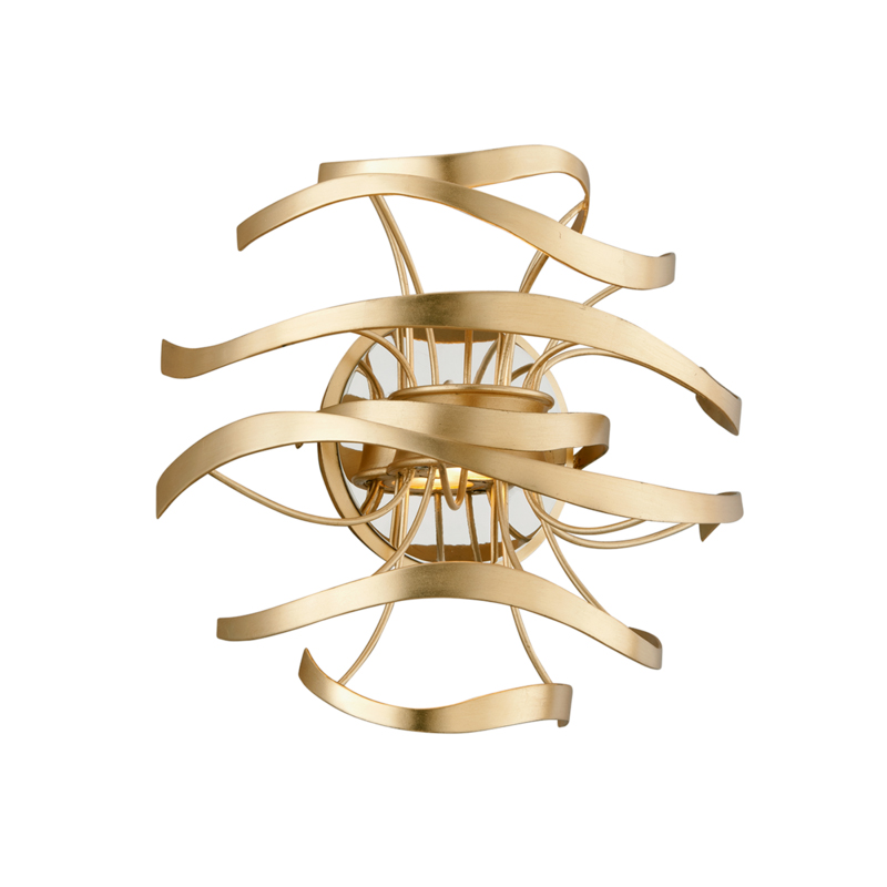 Calligraphy LED 12 inch Gold Leaf with Polished Stainless Accents Wall Sconce Wall Light