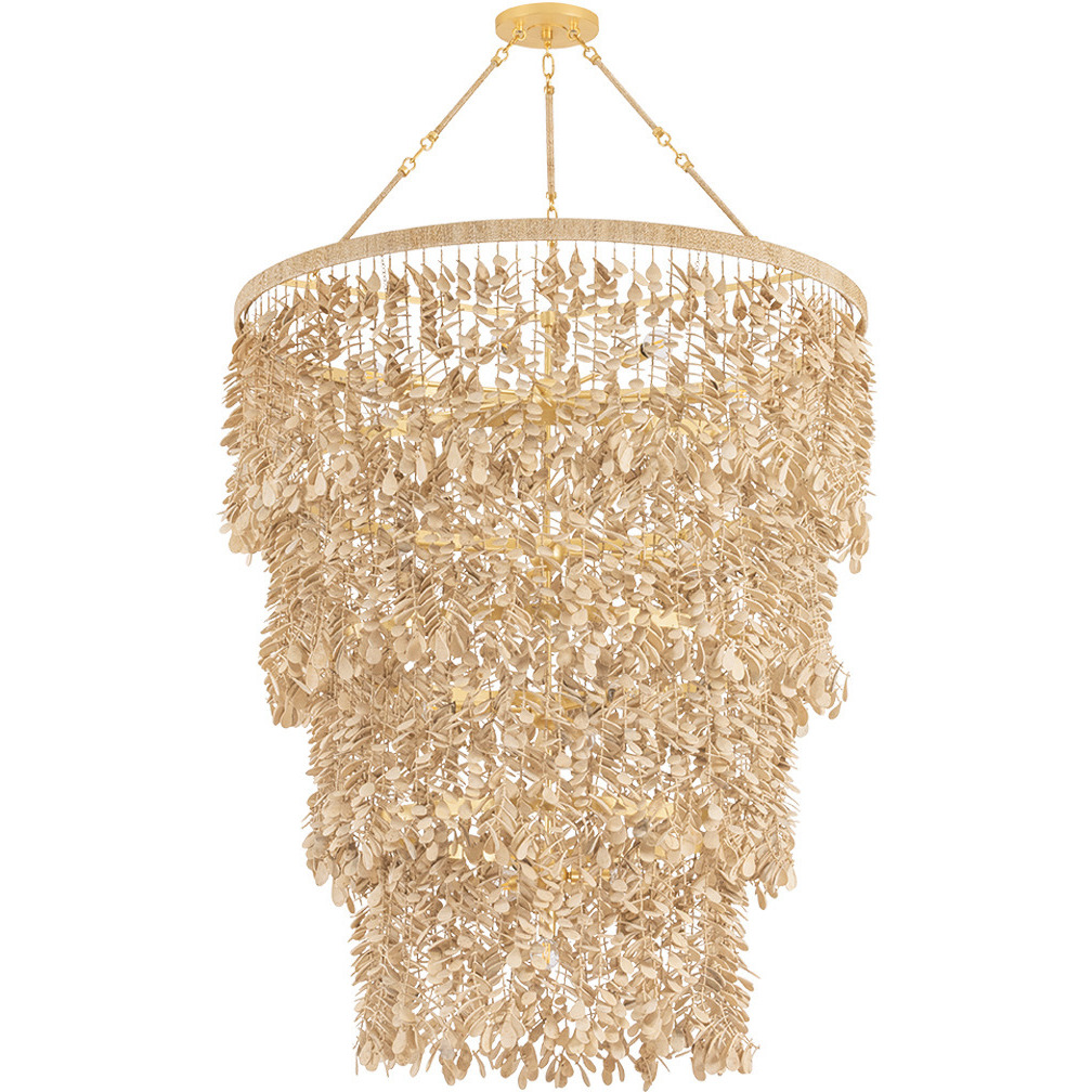Naxos 18 Light 42 inch Vintage Gold Leaf Chandelier Ceiling Light