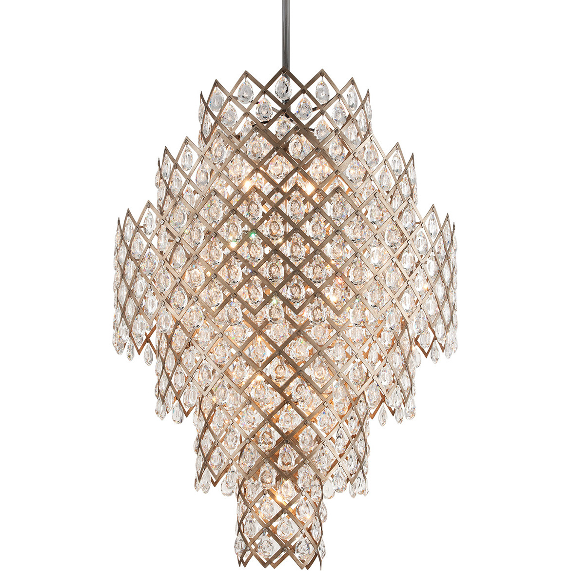 Tiara 17 Light 44.75 inch Stria Gold Leaf/Stainless Steel Chandelier Ceiling Light